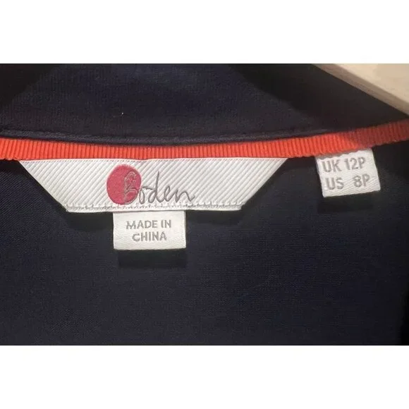 BODEN Beatrice Jersey Jumpsuit Size 8P Navy pockets Stretch Long Sleeves Belt - Picture 5 of 16